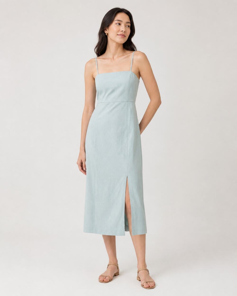 Theory Clean Strap Midi Dress in Pale Blue Size 6